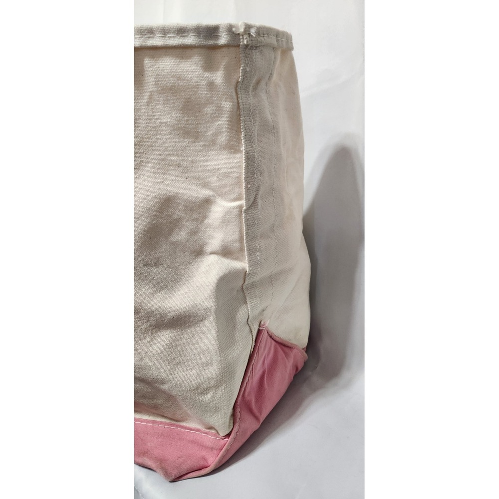 LL Bean Boat &Tote Canvas Bag Pink Zoe Monogram Large Made in USA SOME STAINING - Picture 4 of 9